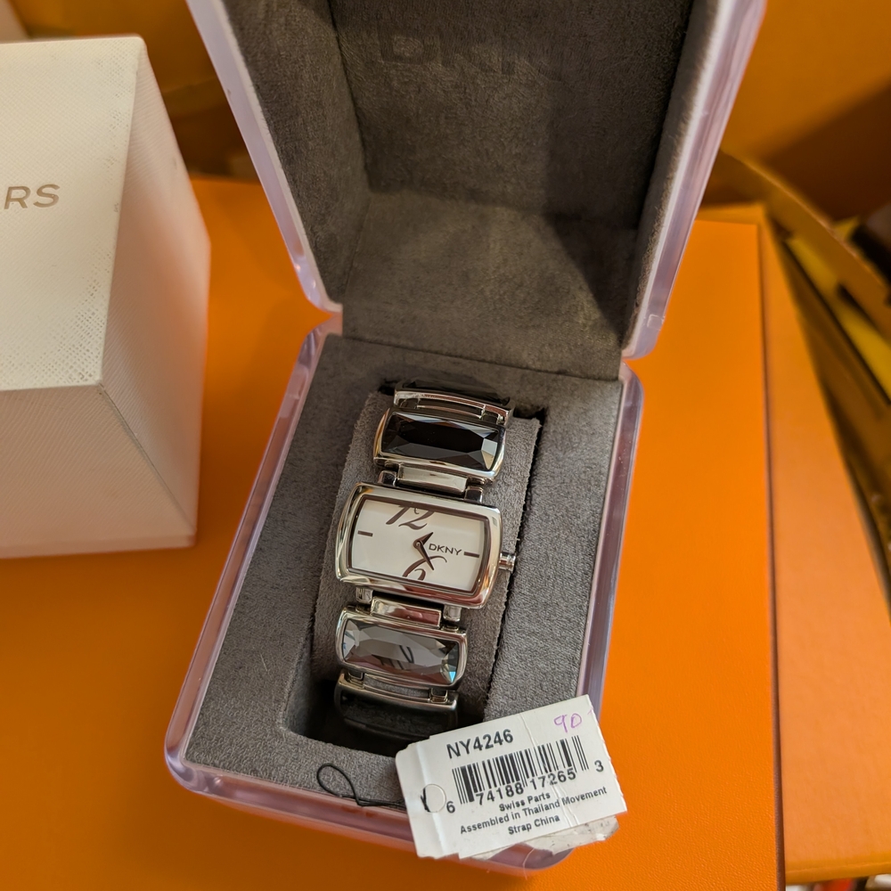 Dkny Silver Watch With Rectangular Face - image 1